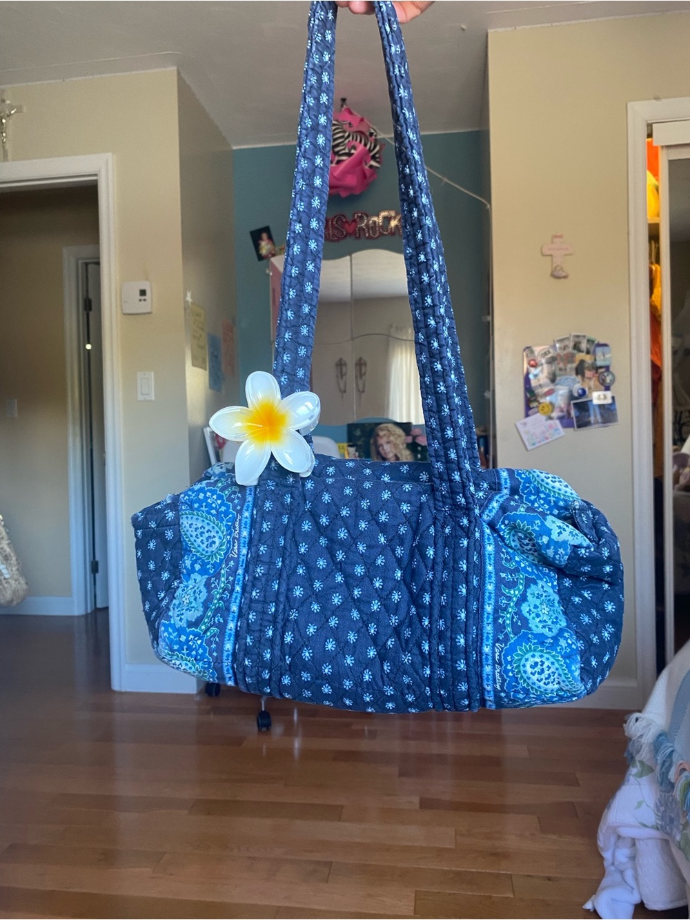 Vera Bradley Navy Quilted Barrel Bag